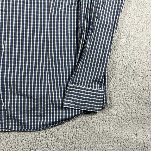 Ermenegildo Zegna Sport Shirt Men XL Blue Check Long Sleeve Button Down Slim Fit - Picture 12 of 16